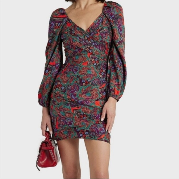 Veronica Beard Dresses & Skirts - VERONICA BEARD Bellino Dress Flame Red Paisley Long Sleeve Silk Blend Sz 4 NEW